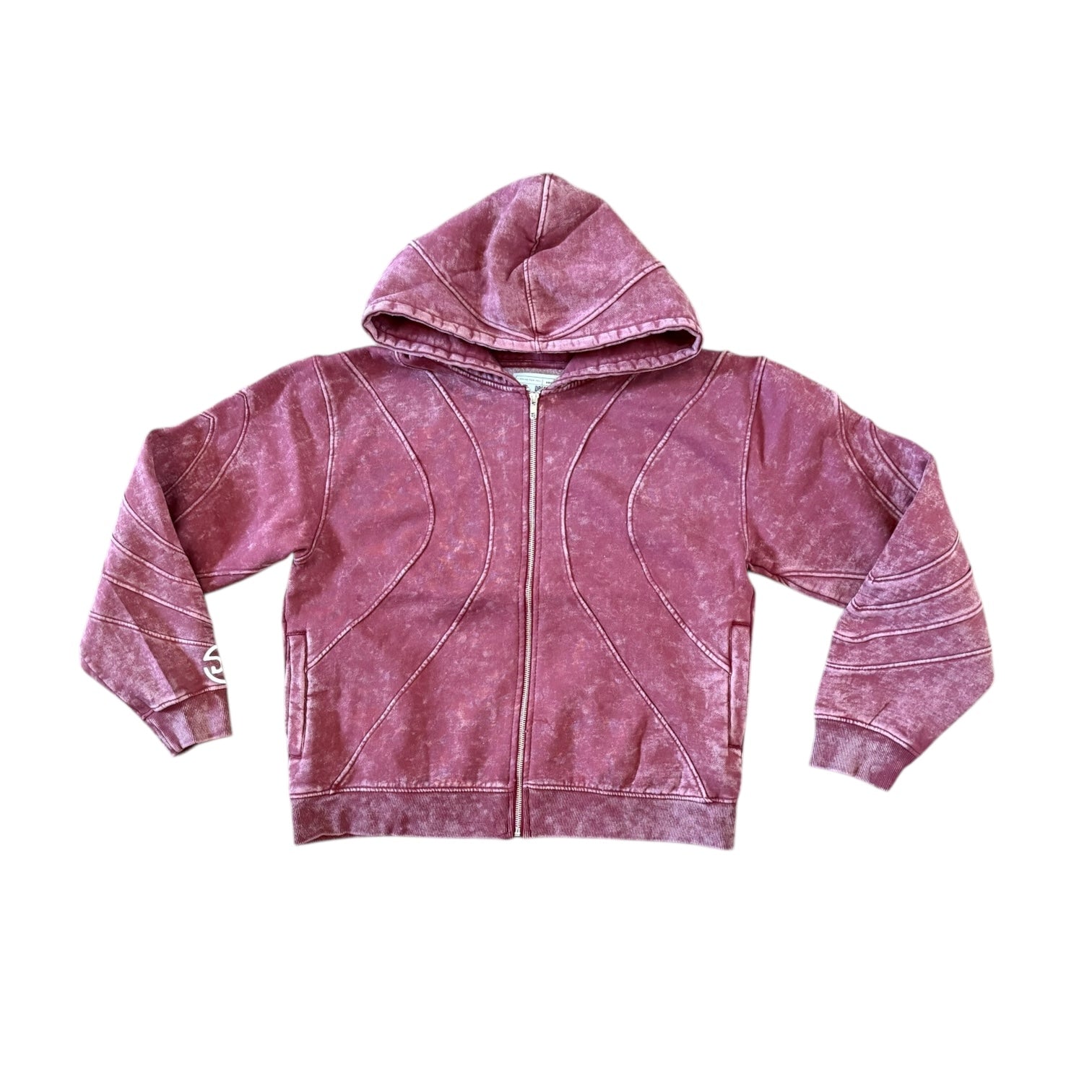 DRESS REHEARSAL WAVY ZIP UP HOODIE (WASHED BURGUNDY)
