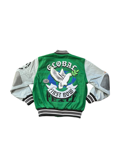 FIRST ROW GLOBAL PEACE MULTI PATCH VARSITY JACKET