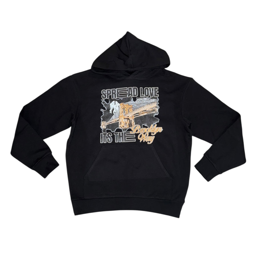 BB SPREAD LOVE ITS THE BROOKLYN WAY HOODIE (BLACK)