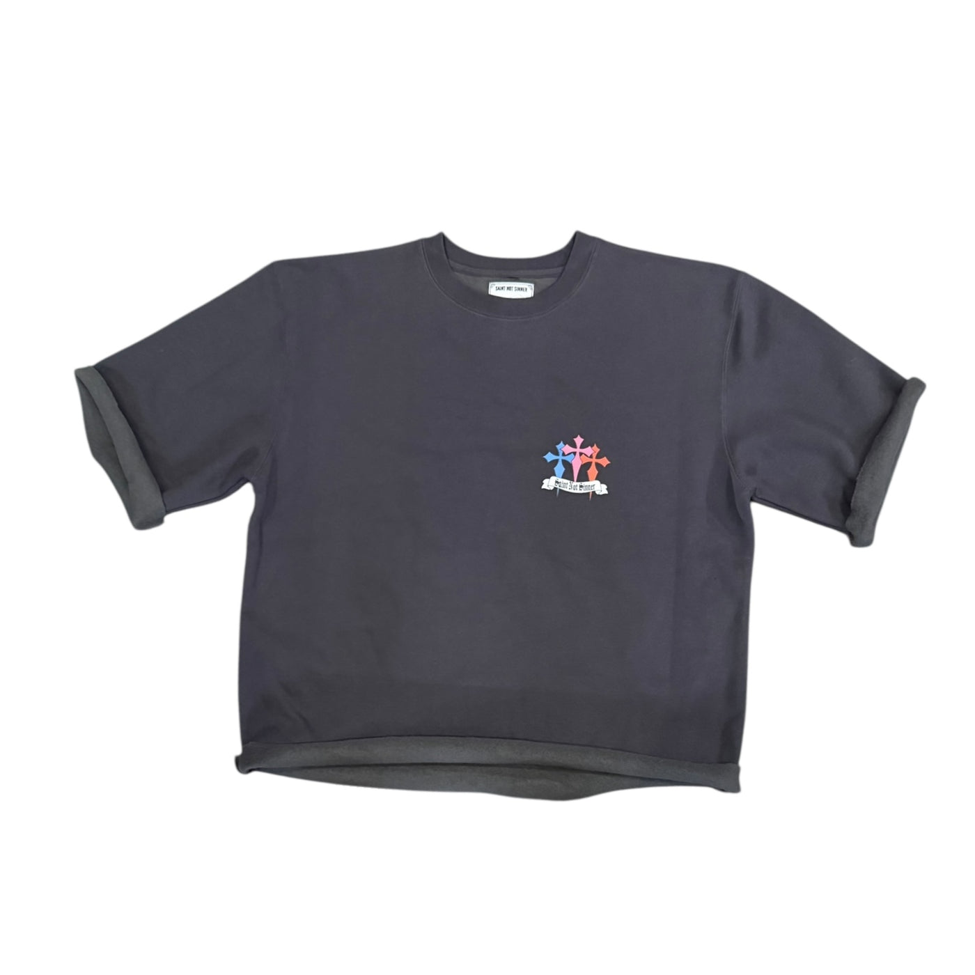 SNS CHROME CROPPED CREWNECK (CHARCOAL)