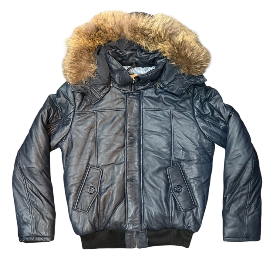 JAKE WOOD LEATHER PUFFER JACKET