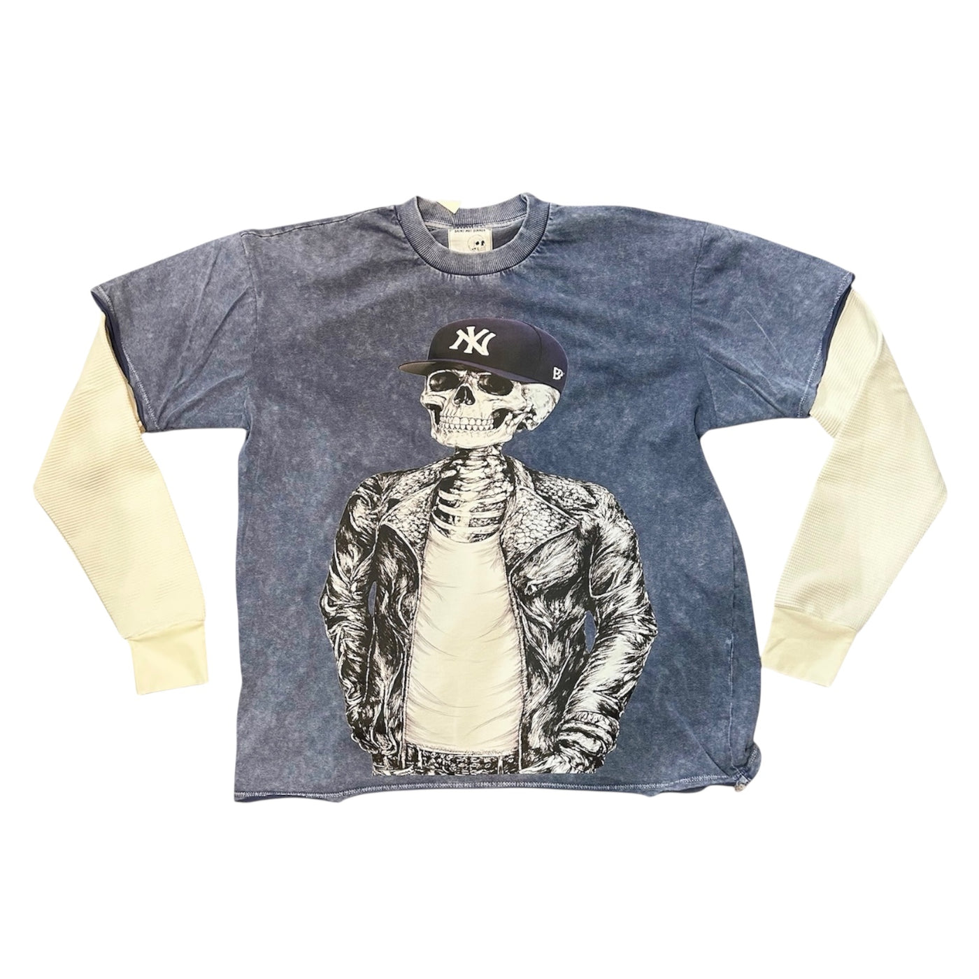 SNS NY SKULL CITY DOUBLE LAYERED SHIRT (BLUE WASH)