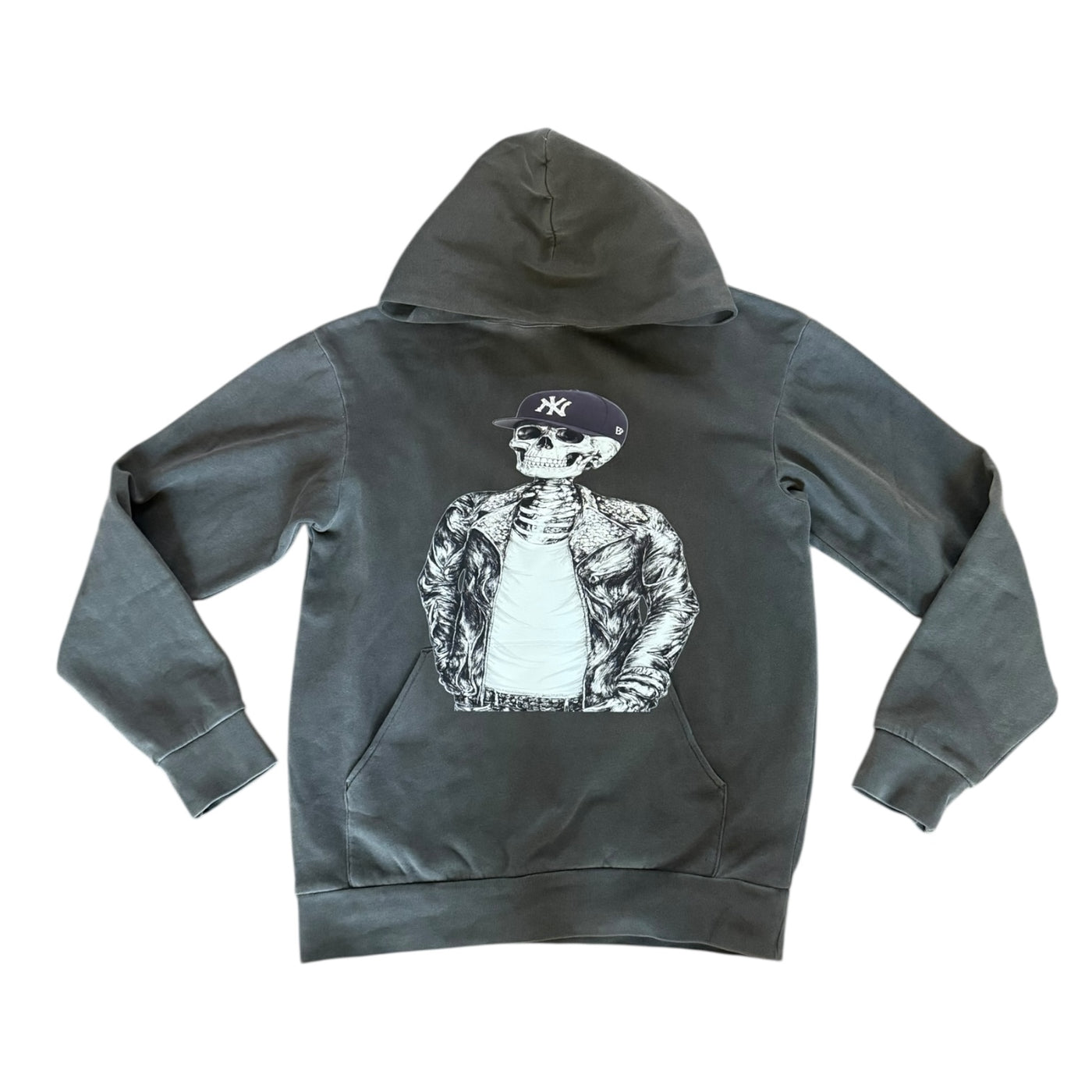 BB NY SKULL CITY HOODIE (WASHED GREY)