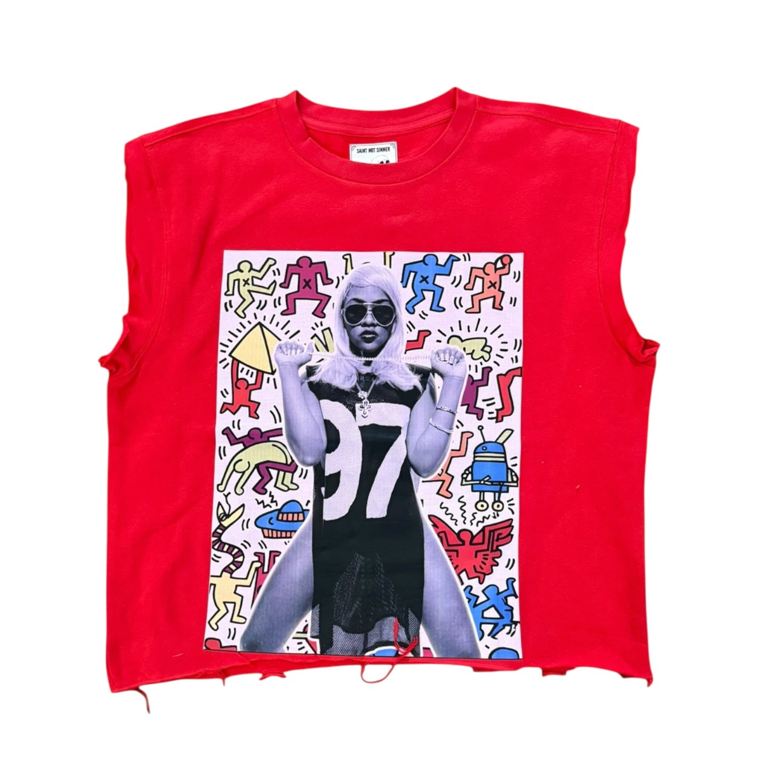 KIM HARING CUT-OFF CREWNECK (RED)