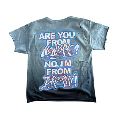 DRESS REHEARSAL FROM BROOKLYN NY DISTRESSED TEE (WASHED OMBRE GREY/BLUE)