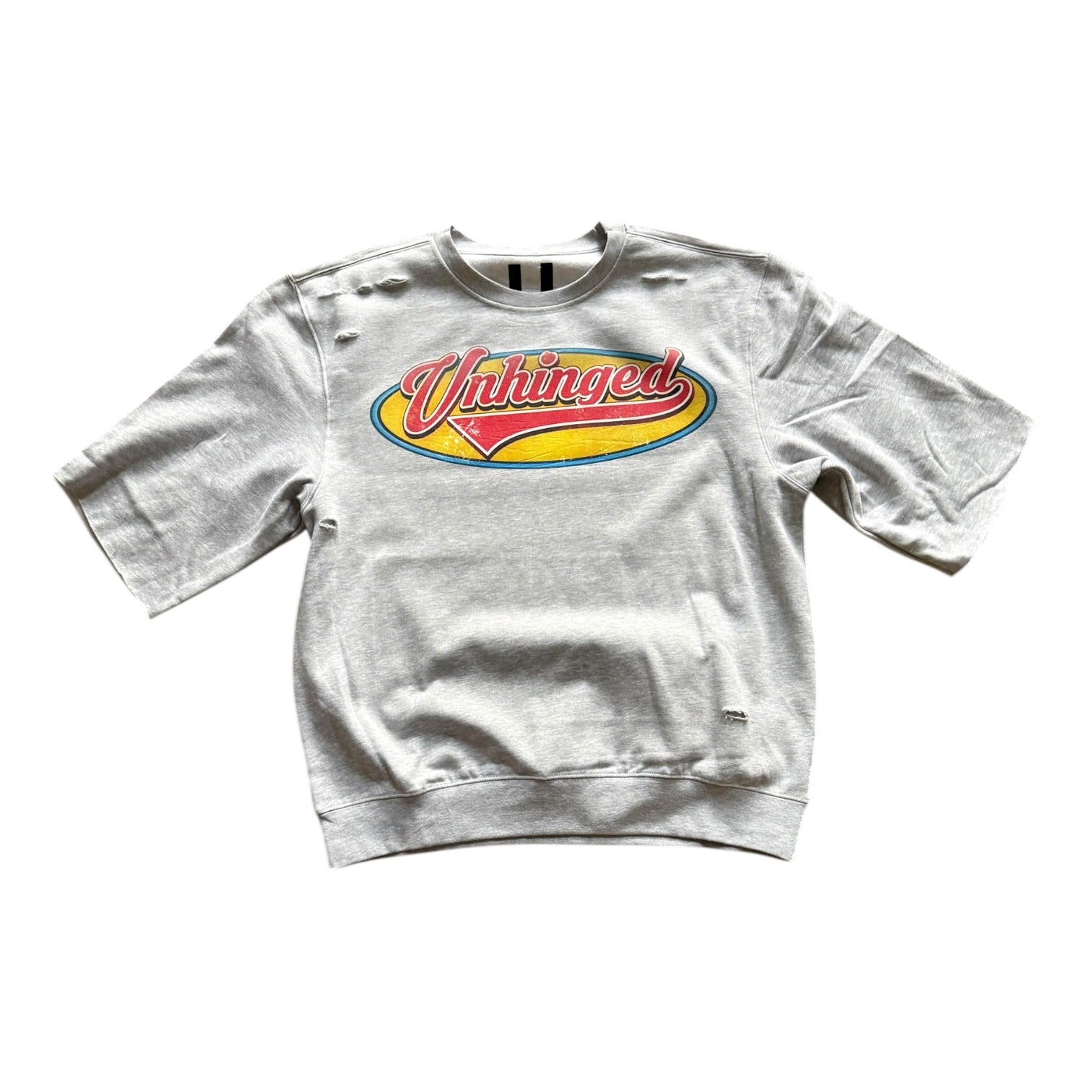 UNHINGED VINTAGE LOGO SHORT SLEEVE SWEATSHIRT ( GREY)