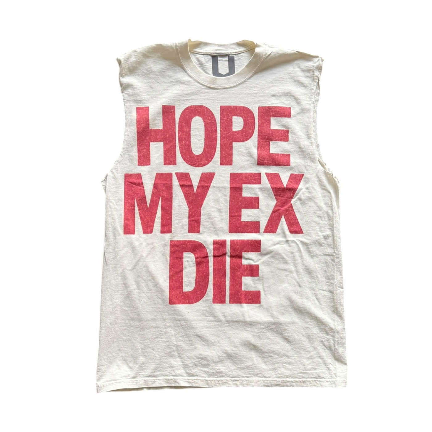 UNHINGED HOPE MY EX DIE CUT OFF SLEEVES TEE (OFF WHITE)