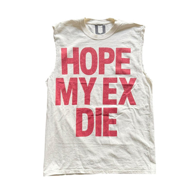 UNHINGED HOPE MY EX DIE CUT OFF SLEEVES TEE (OFF WHITE)