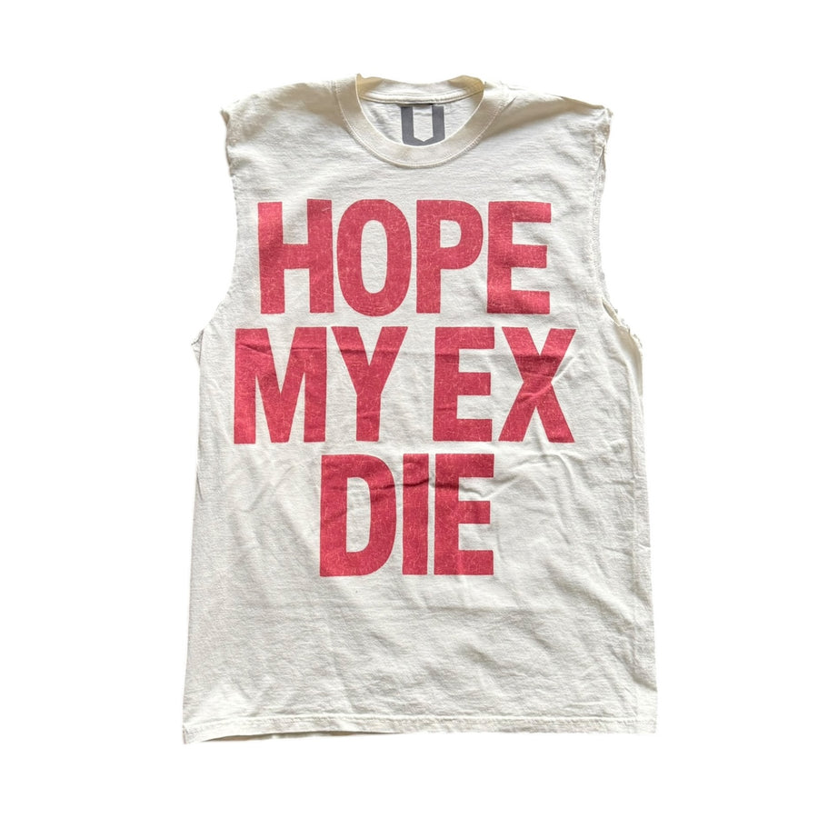 UNHINGED HOPE MY EX DIE CUT OFF SLEEVES TEE (OFF WHITE)