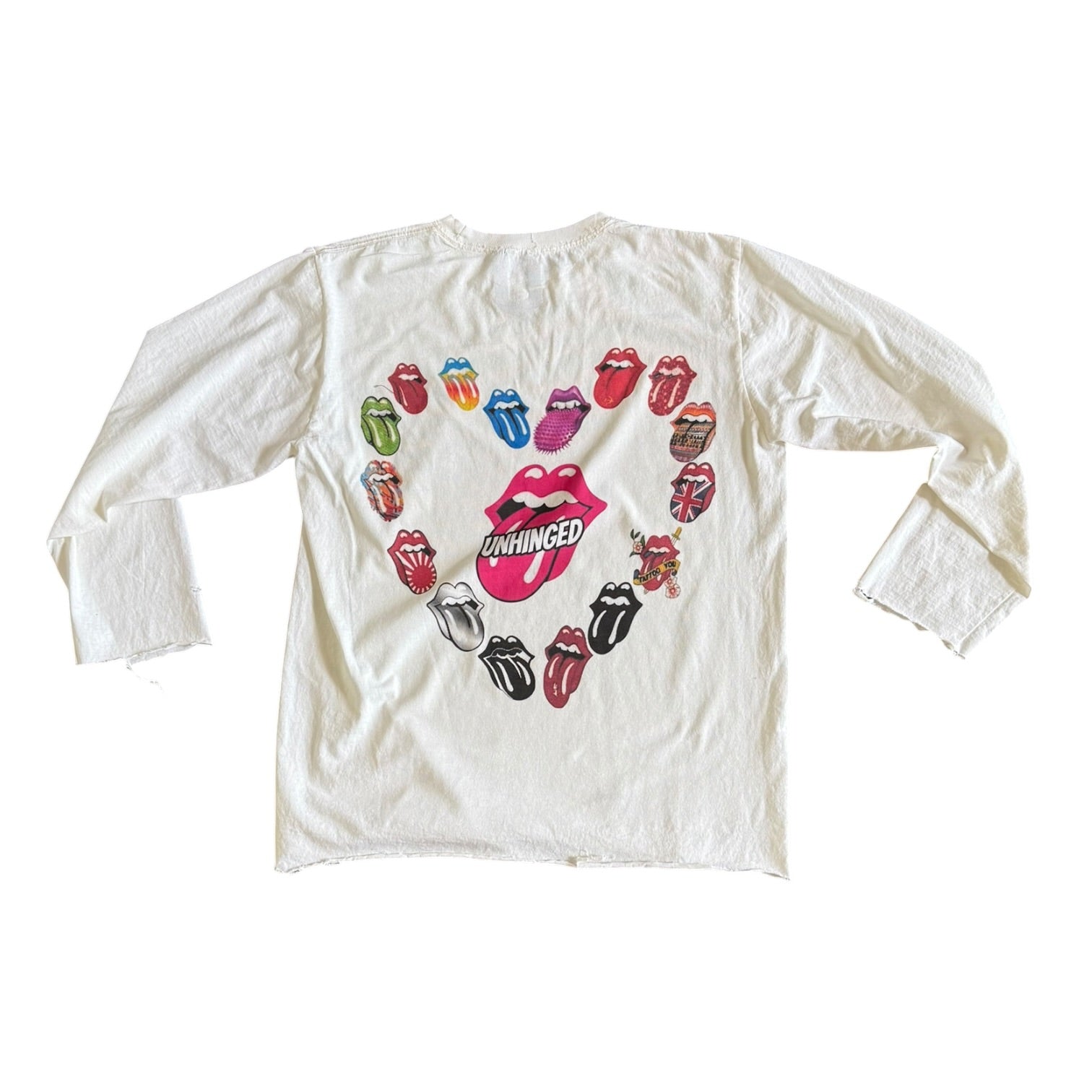 UNHINGED SEX & DRUGS DISTRESSED LONG SLEEVE TEE (WHITE)