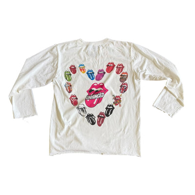 UNHINGED SEX & DRUGS DISTRESSED LONG SLEEVE TEE (WHITE)