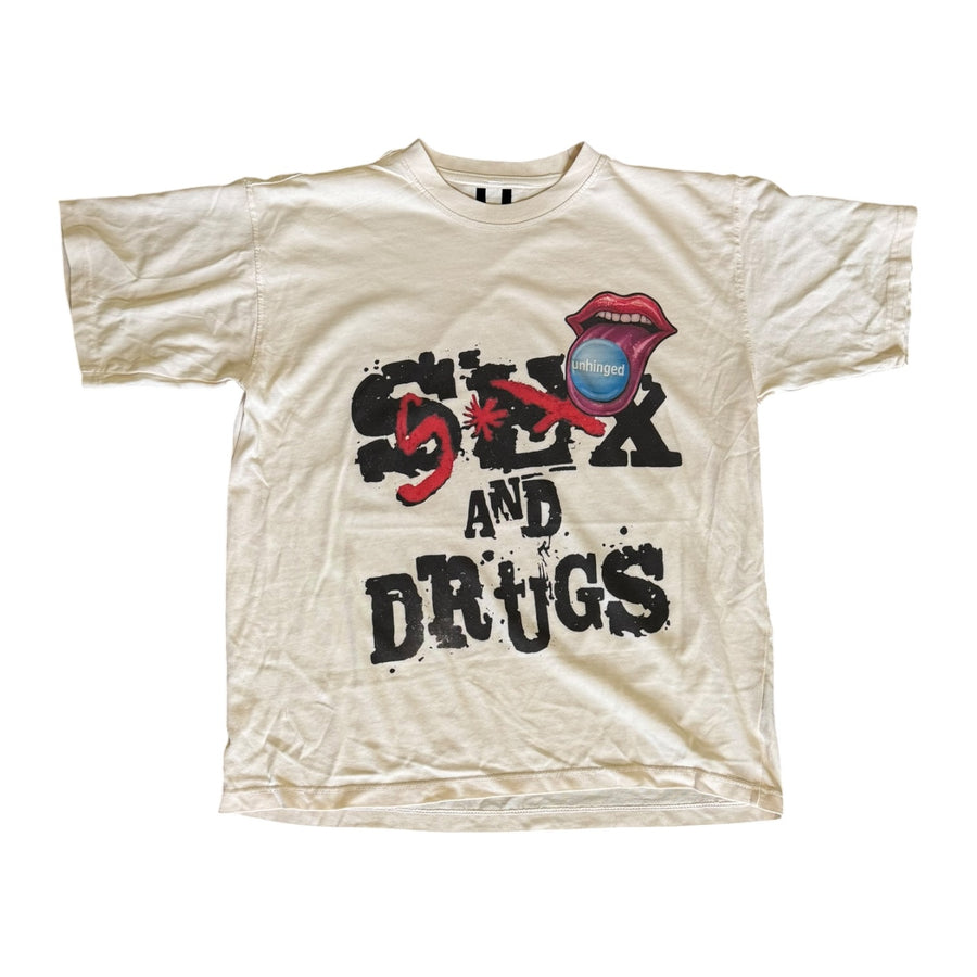UNHINGED SEX & DRUGS TEE (CREAM)