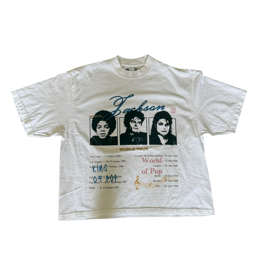 UNHINGED MICHAEL JACKSON WORLD TOUR DROP SHOULDER TEE (WHITE)