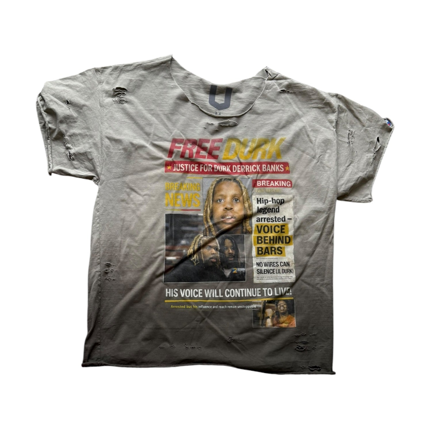 UNHINGED FREE DURK DISTRESSED ON CHAMPION TEE (TAN)