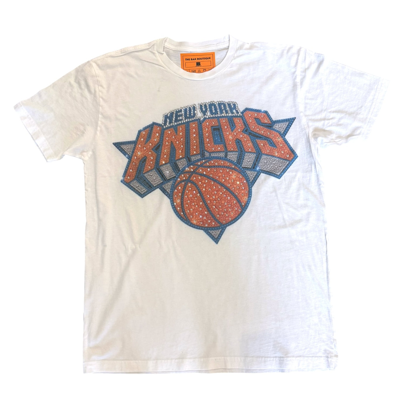 KNICKS RHINESTONE TEE (WHITE)