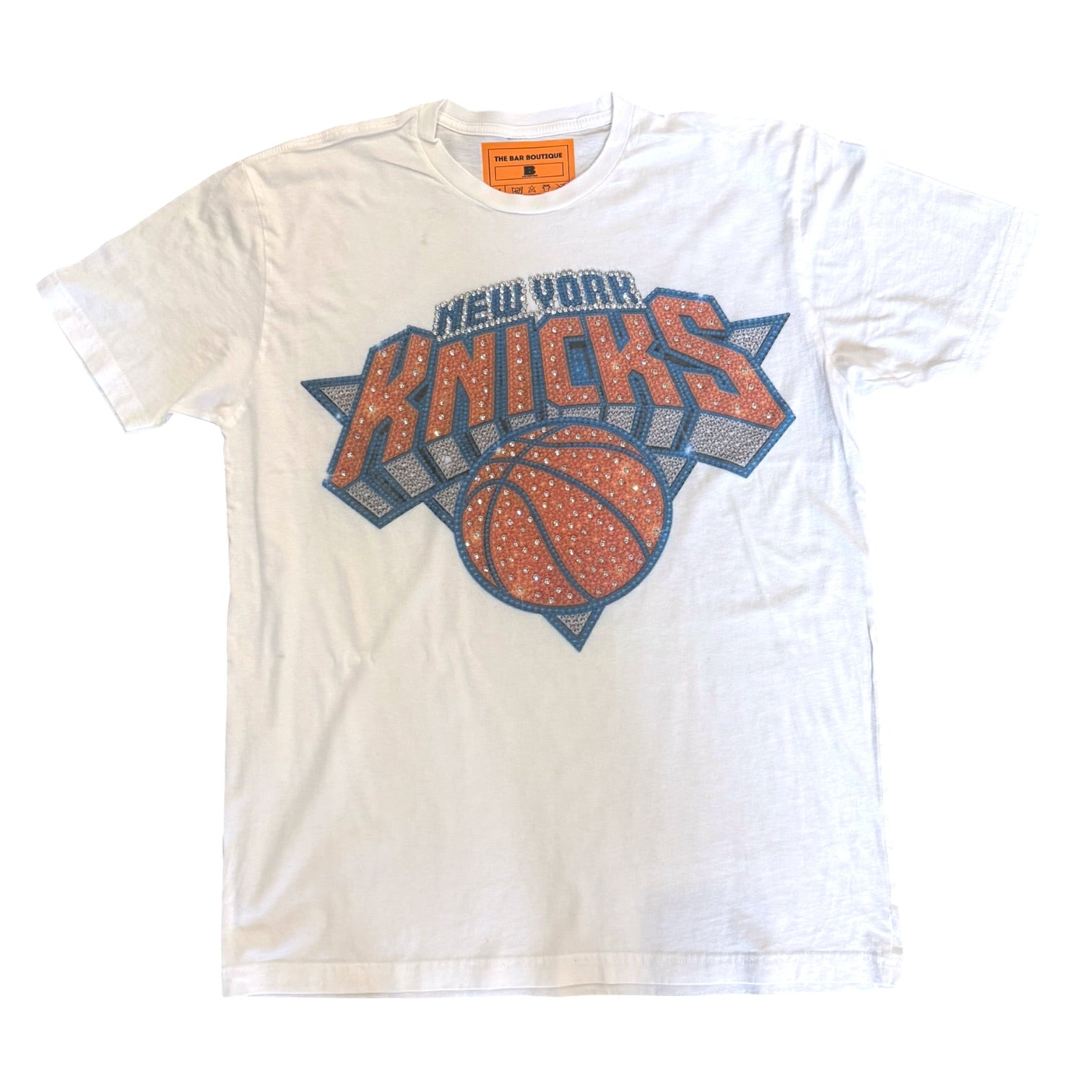 KNICKS RHINESTONE TEE (WHITE)